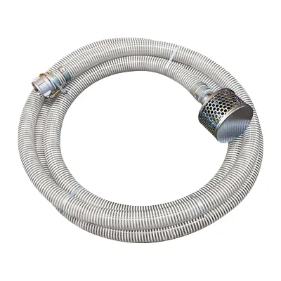 [A21152000X20-02B] 2" x 20FT Clear PVC Transfer Hose With Female Cams & MNPT With Strainer