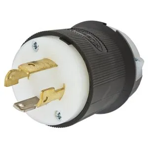 Locking Plug, 30A, Black, 3 Poles, Nylon, 4 Wires, 1 Phase, 125; 250V